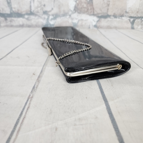Vintage 50s/60s Black Patent Rectangle Clutch Purse - Picture 5 of 16